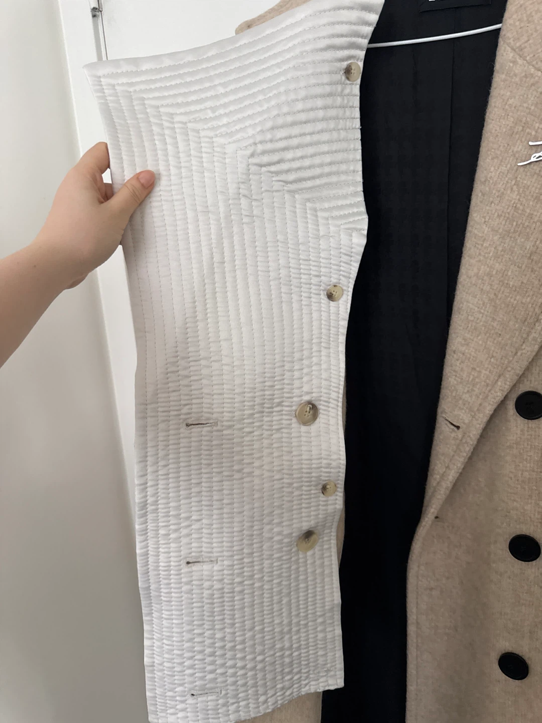 KARL LAGERFELD Beige Wool Blend Double-Breasted Coat - photo 3