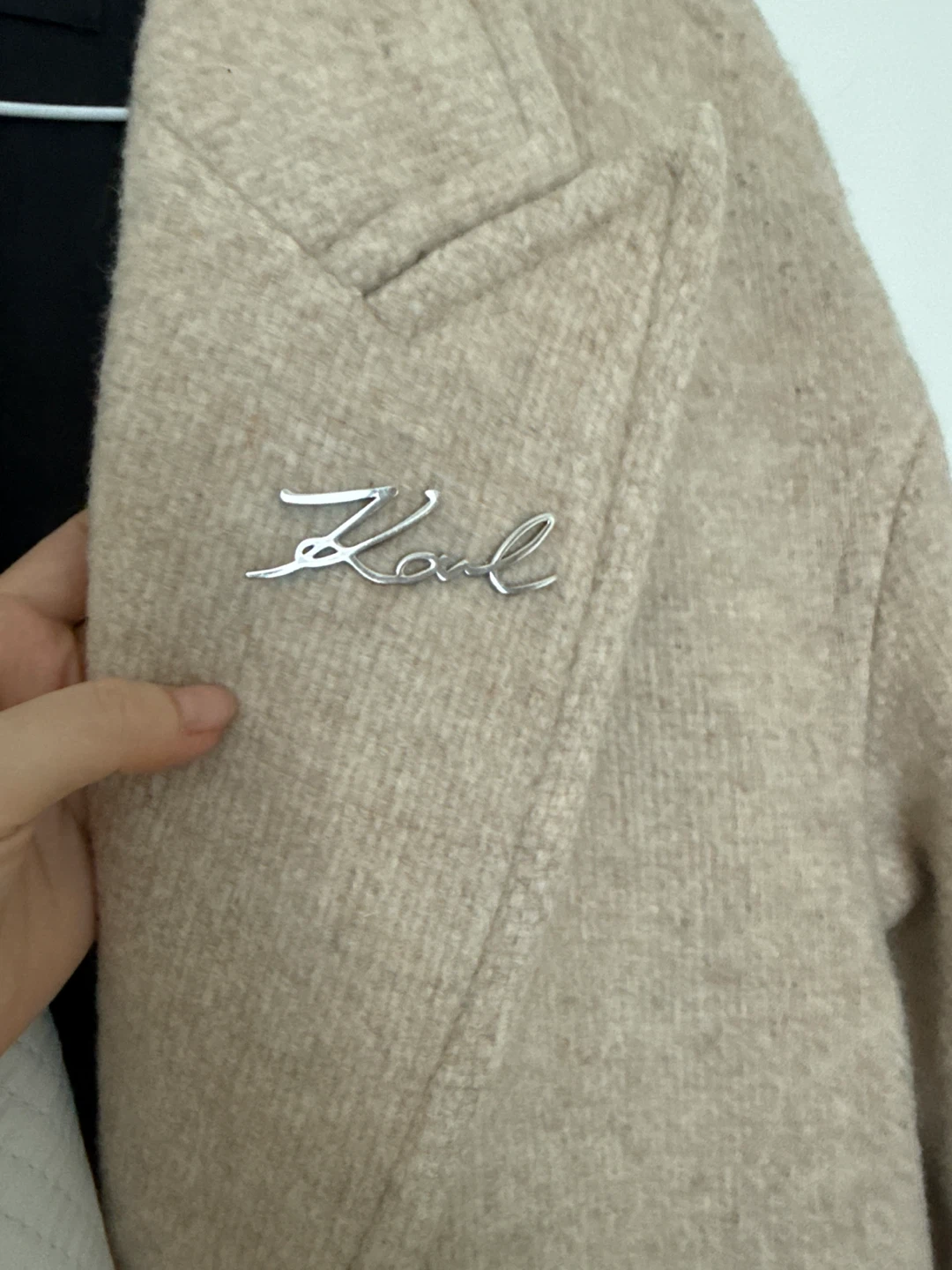 KARL LAGERFELD Beige Wool Blend Double-Breasted Coat - photo 4