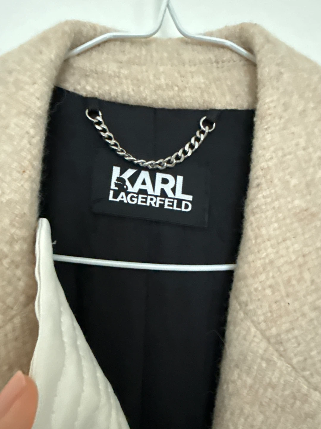 KARL LAGERFELD Beige Wool Blend Double-Breasted Coat - photo 5