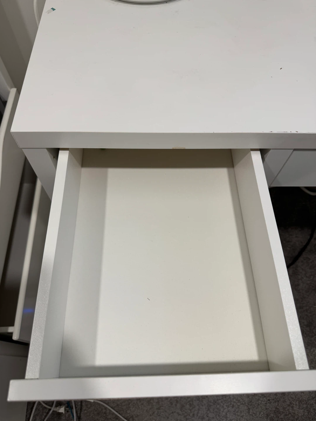 White IKEA MICKE Desk with Drawer and Lamp (wireless charger) - photo 2