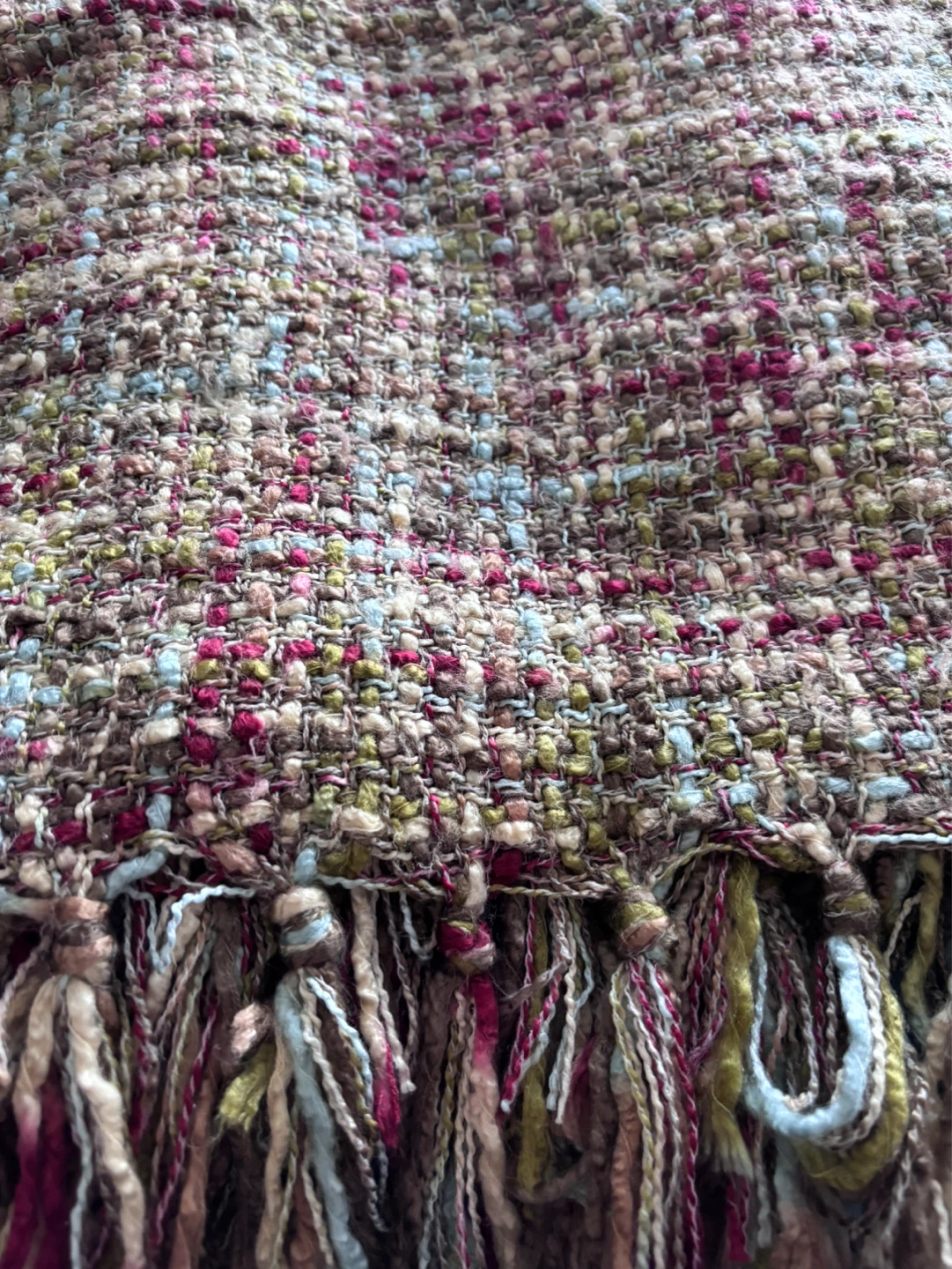 Textured Throw Blanket with Fringe