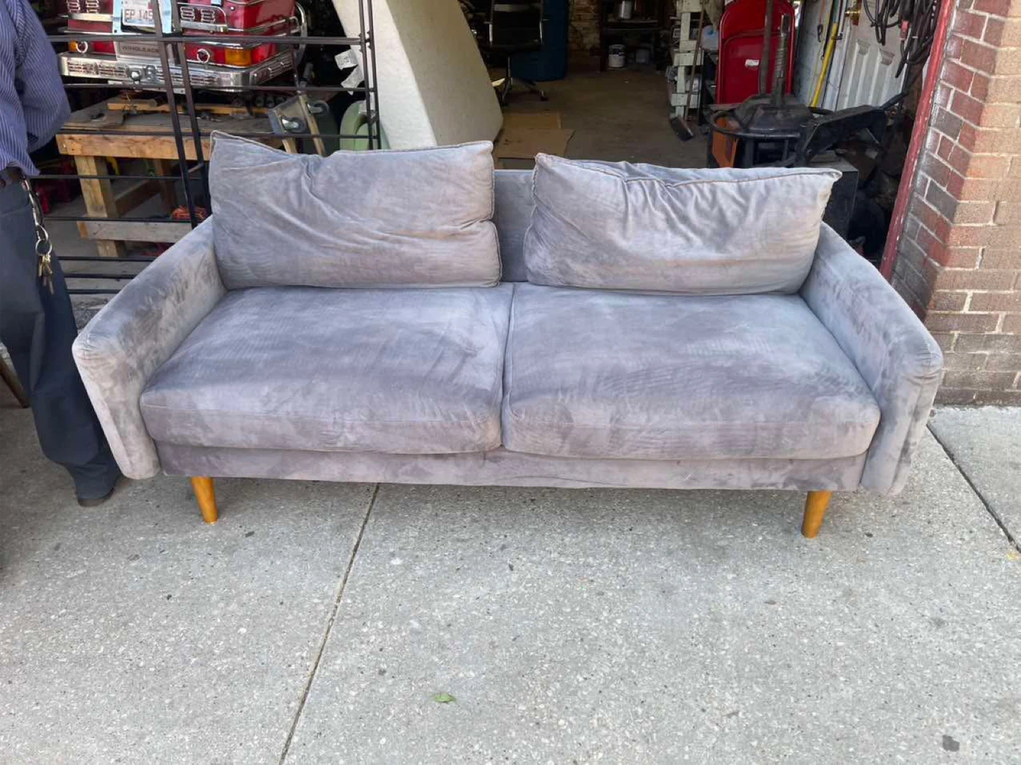 Grey Velvet Loveseat Sofa with deliveery