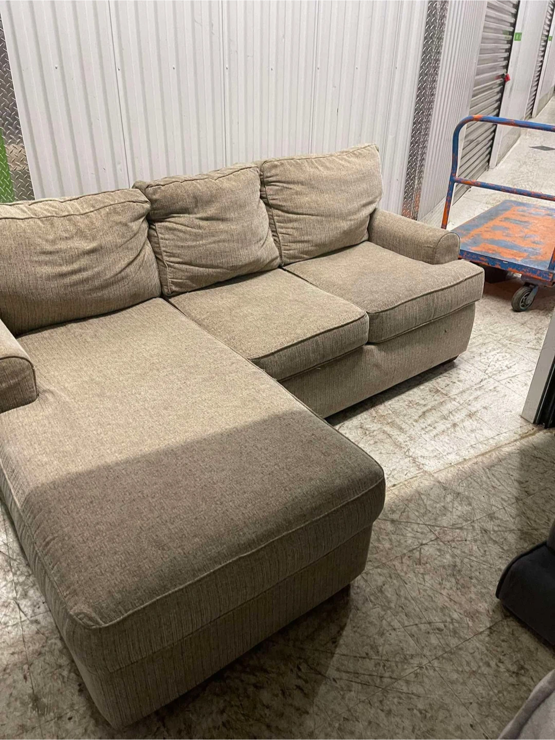 Beige Sectional Sofa with Chaise