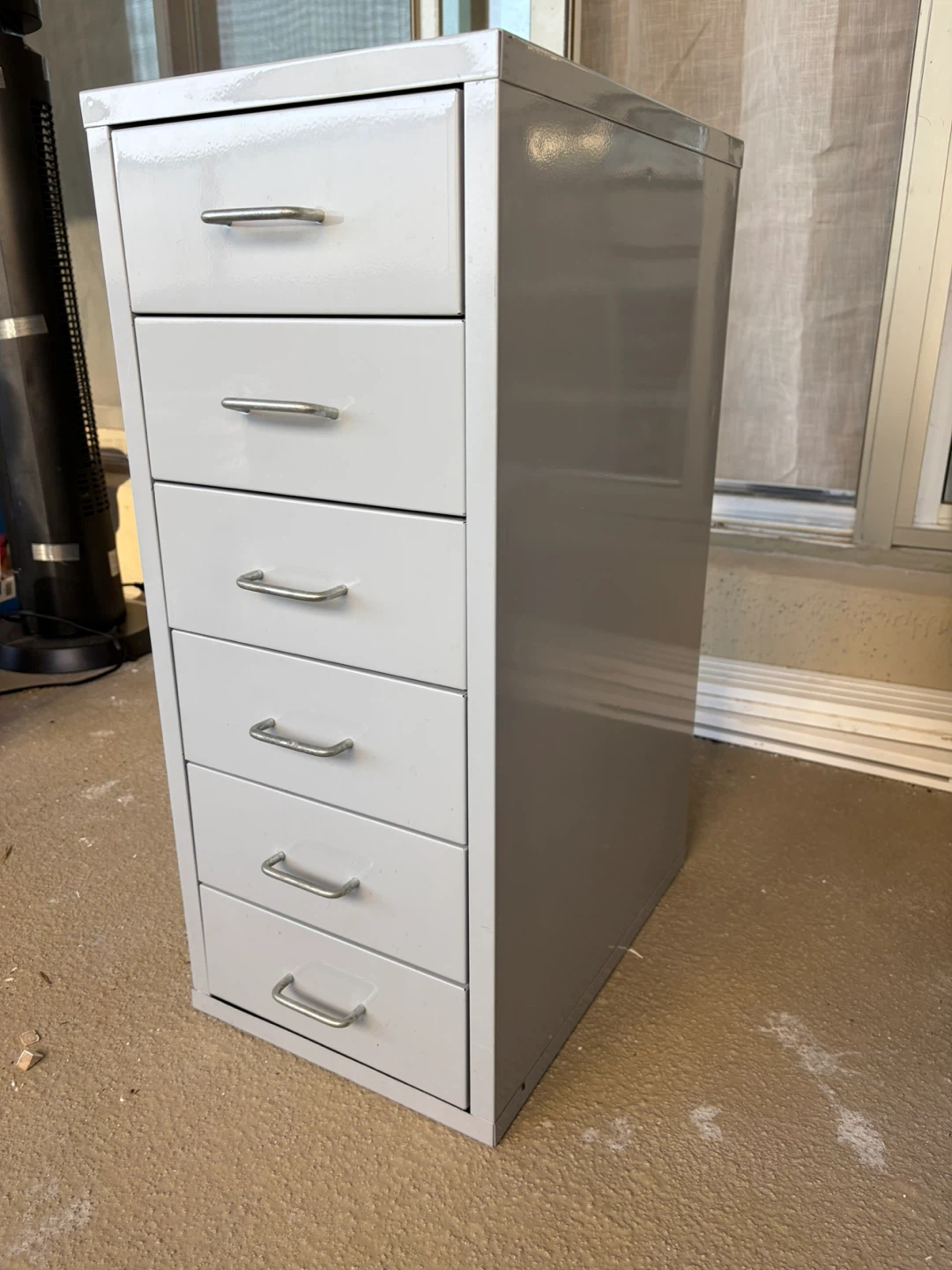 Grey Metal 6-Drawer Filing Cabinet