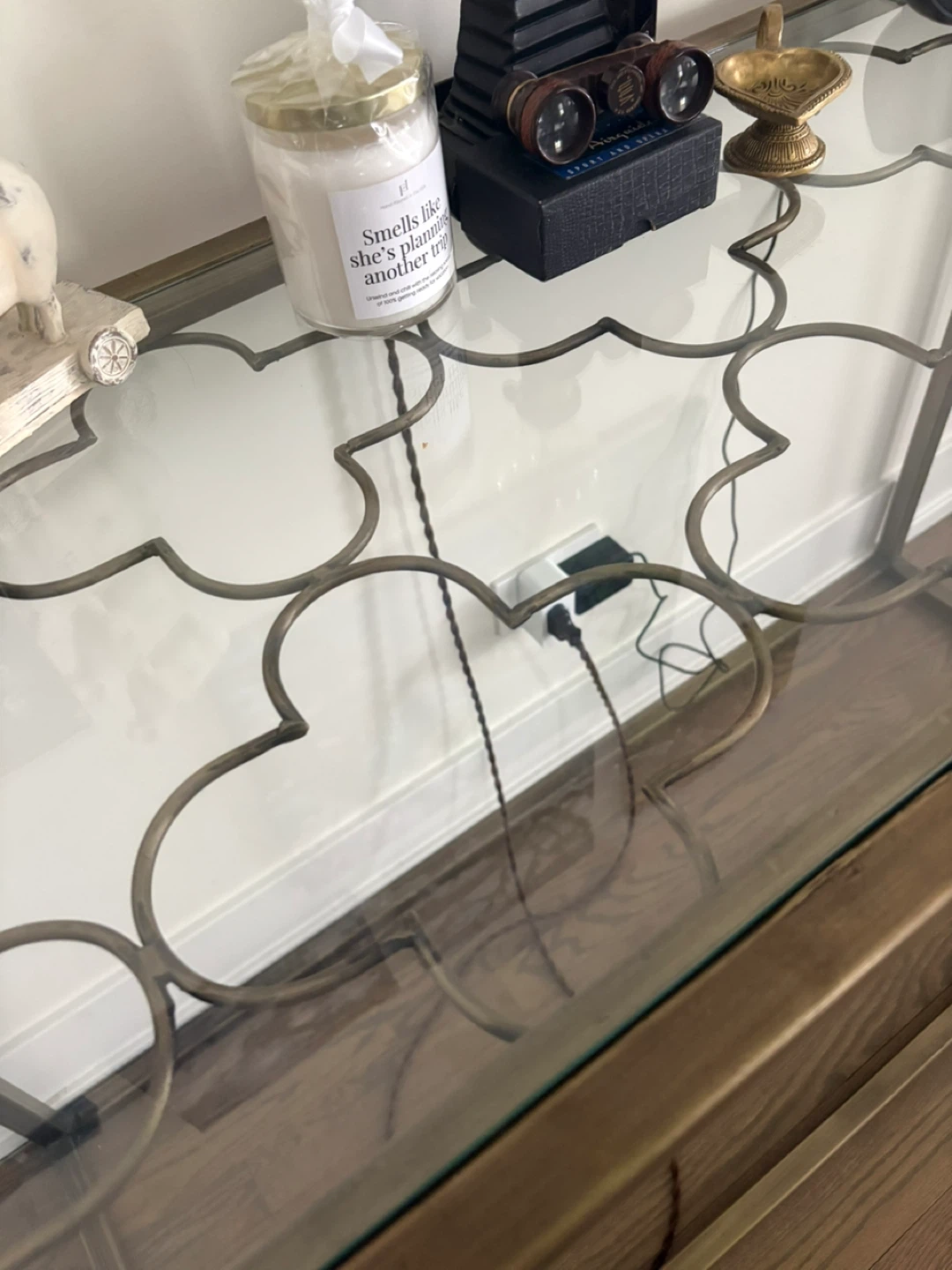 Glass Top Console Table with Metal Frame - photo 4