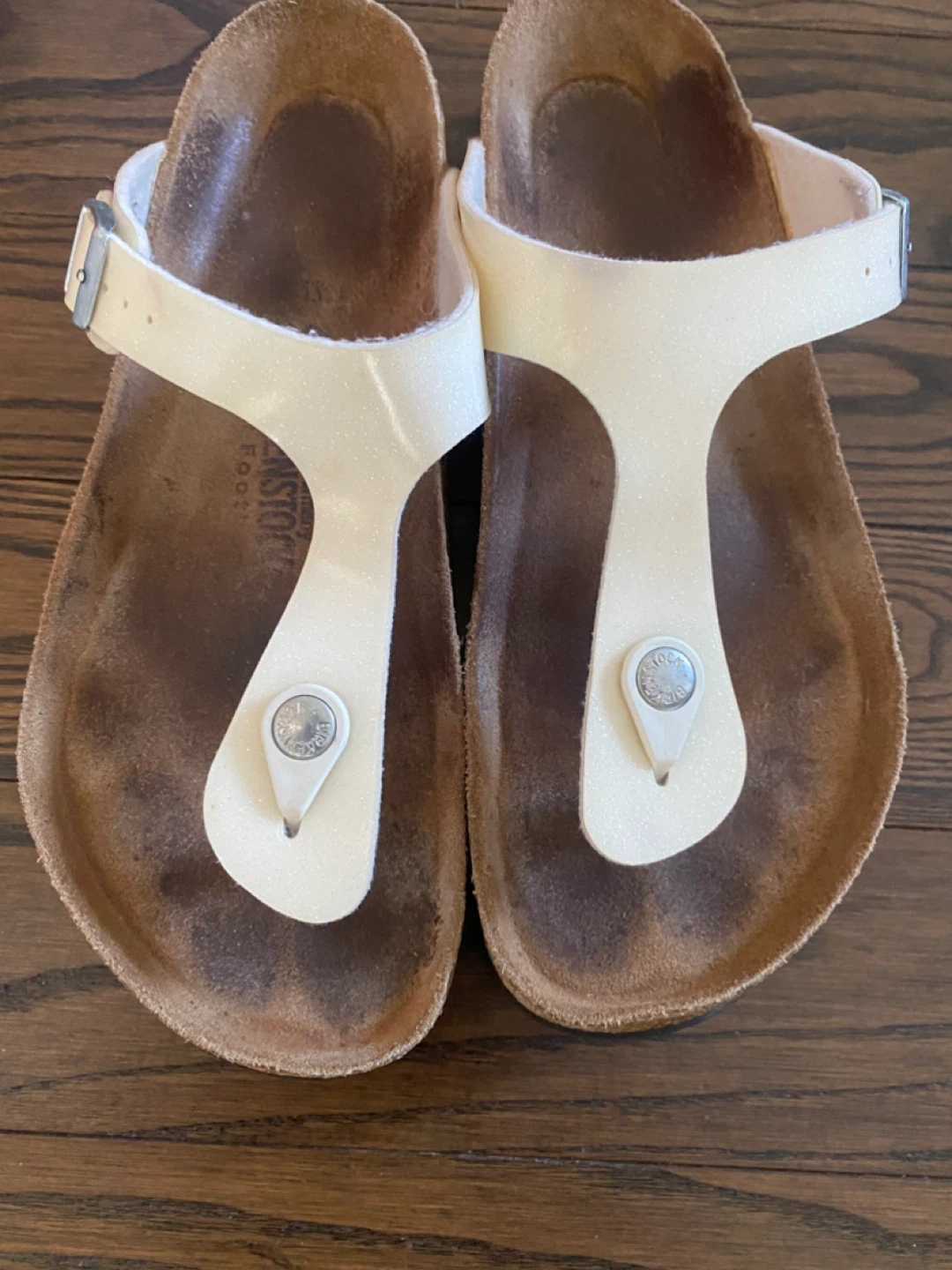 Birkenstock Gizeh White Sparkle Thong Sandals size 40 -9