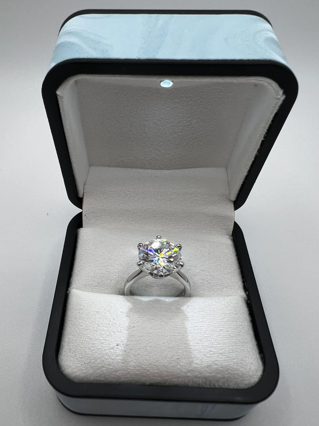 5 Carat Round Moissanite Engagement Ring