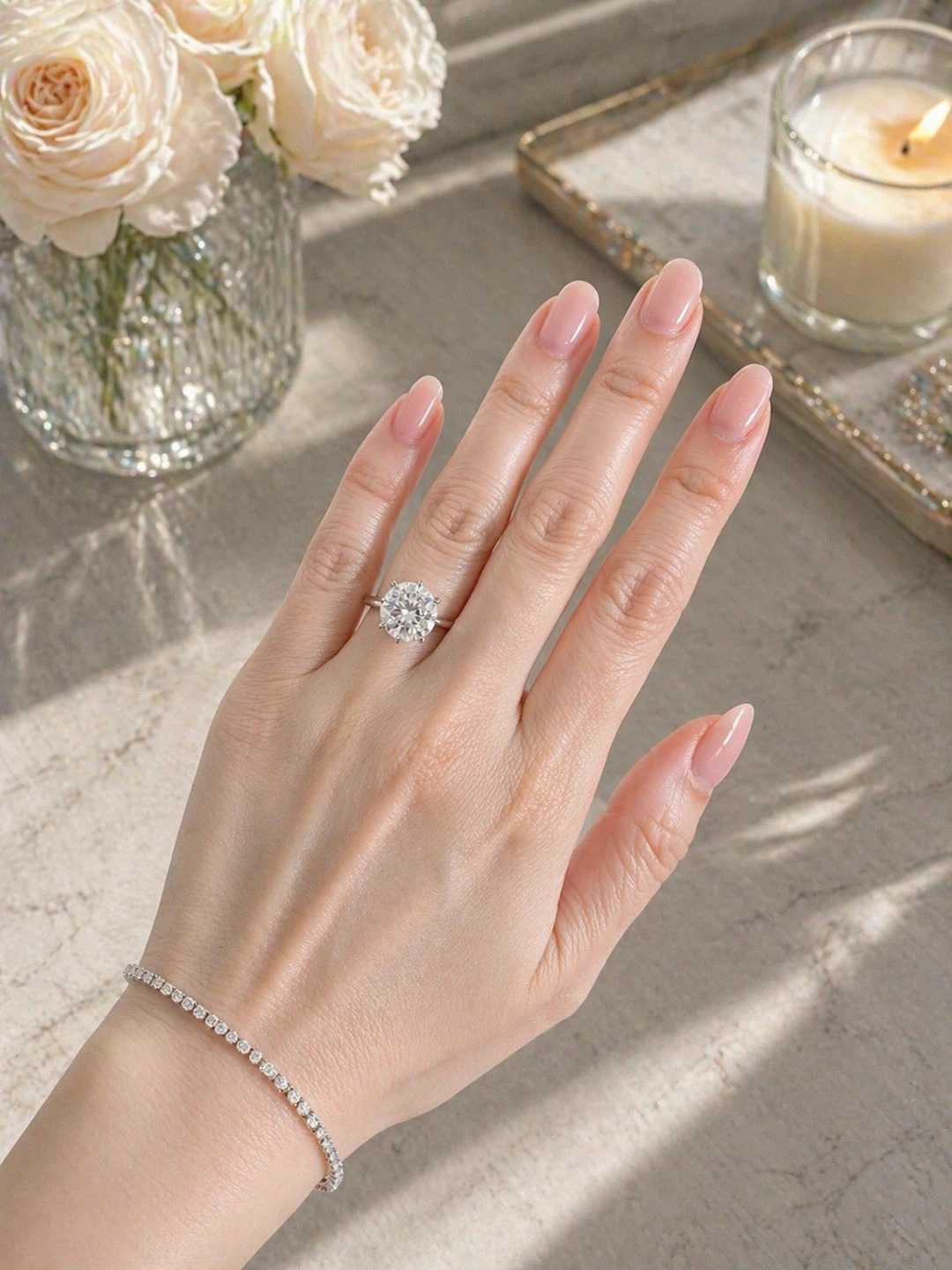 5 Carat Round Moissanite Engagement Ring - photo 3
