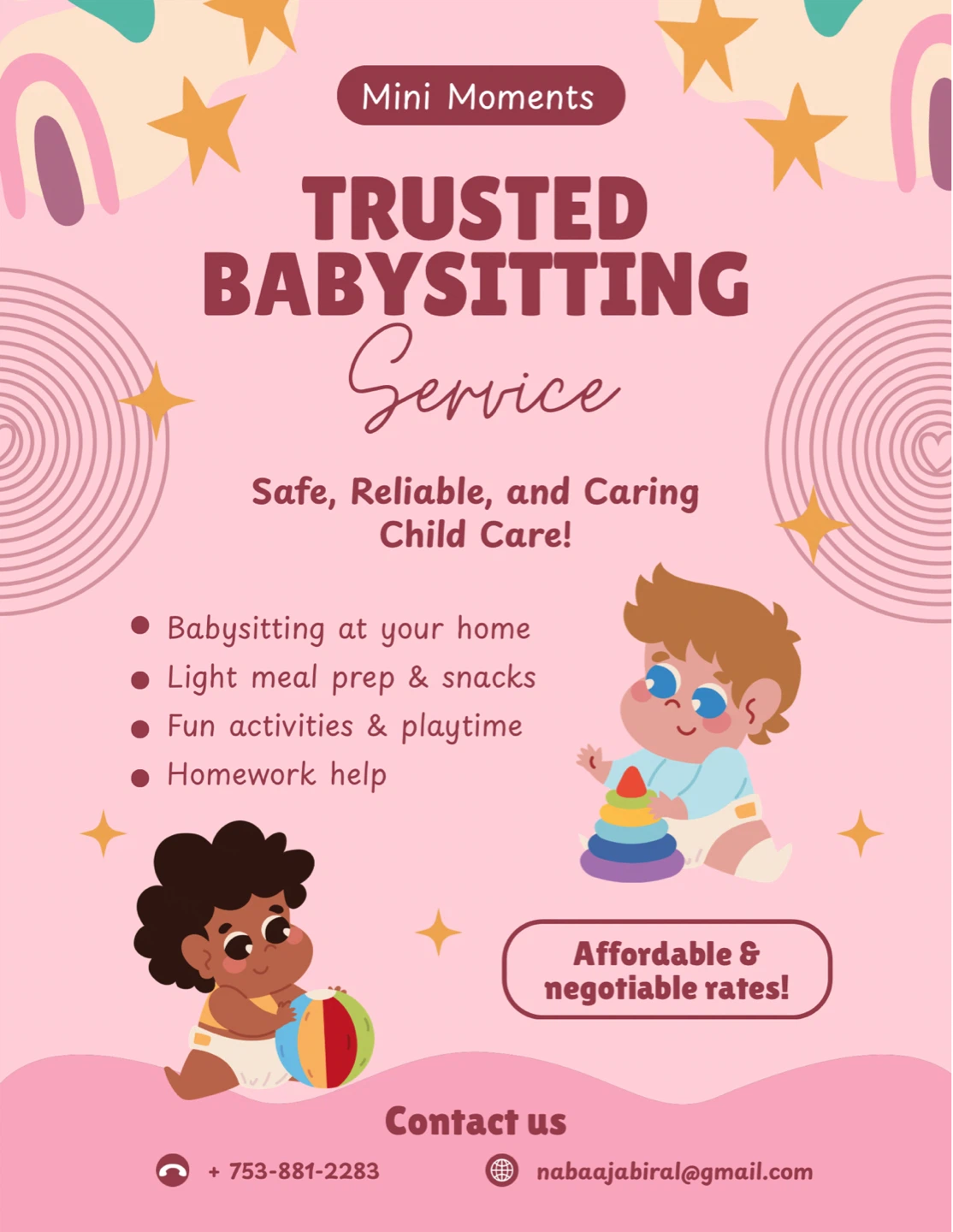 Babysitting Job 3yrs+ $15-$20