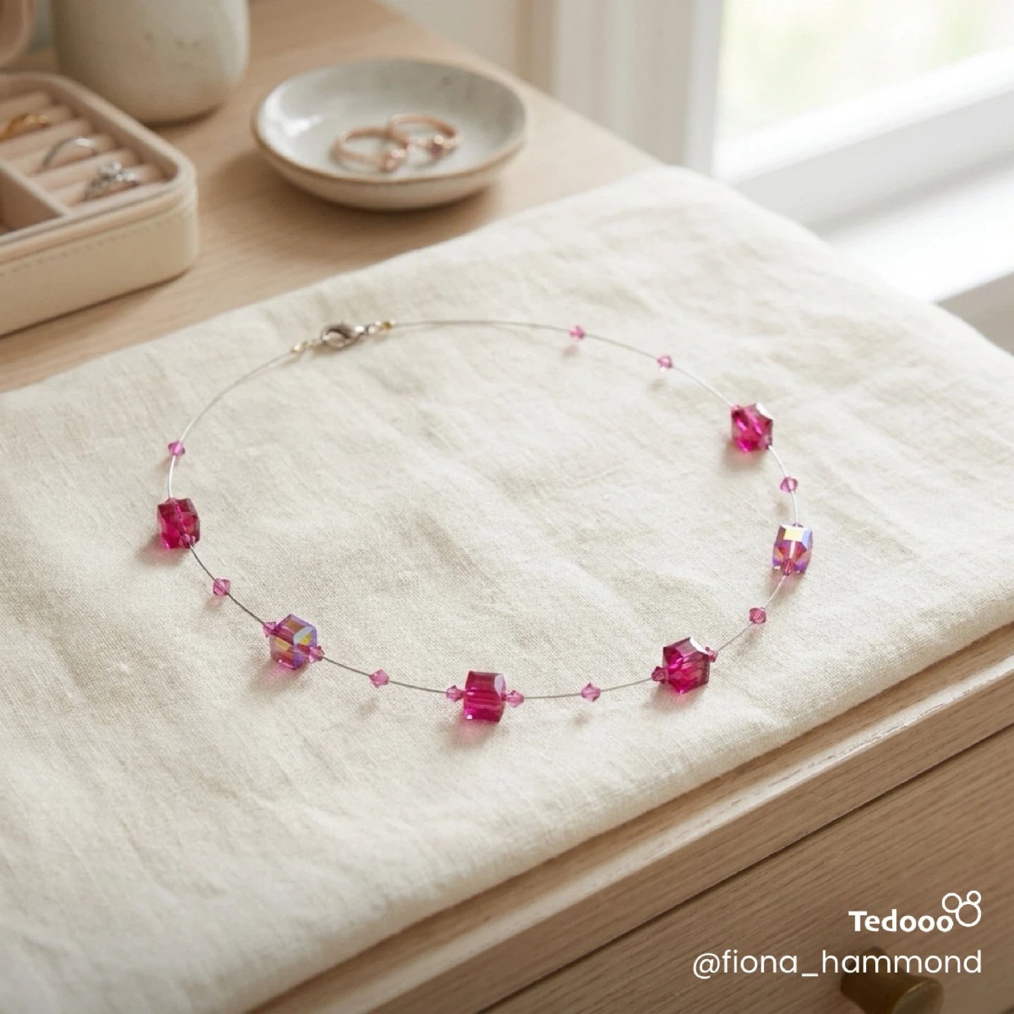 Bright Pink Crystal Necklace