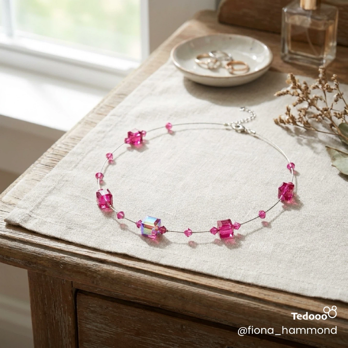 Bright Pink Crystal Necklace - photo 3