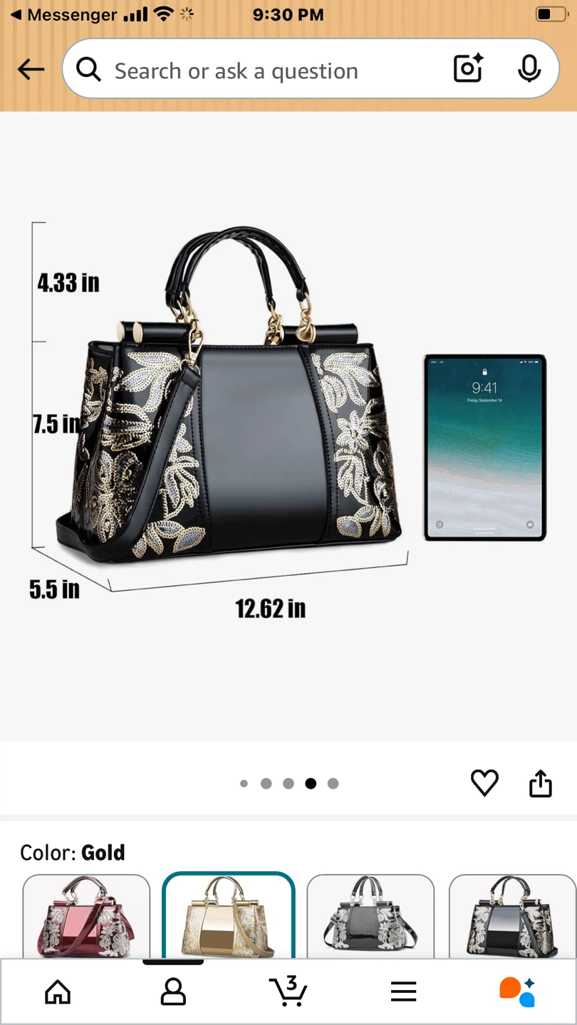 🌱Nevenka Gold Patent Leather Handbag Floral Design - photo 2