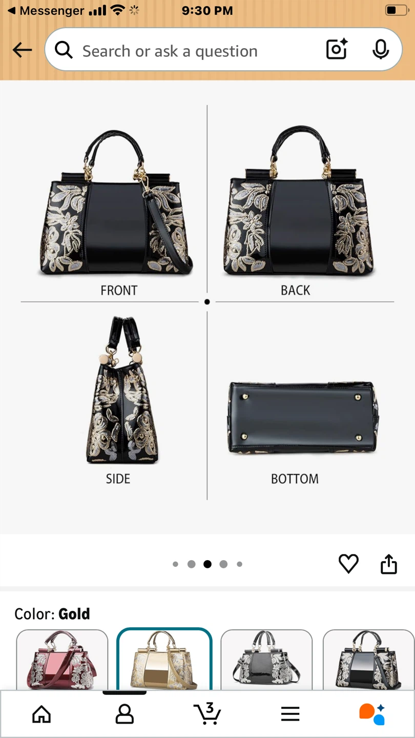 🌱Nevenka Gold Patent Leather Handbag Floral Design - photo 4
