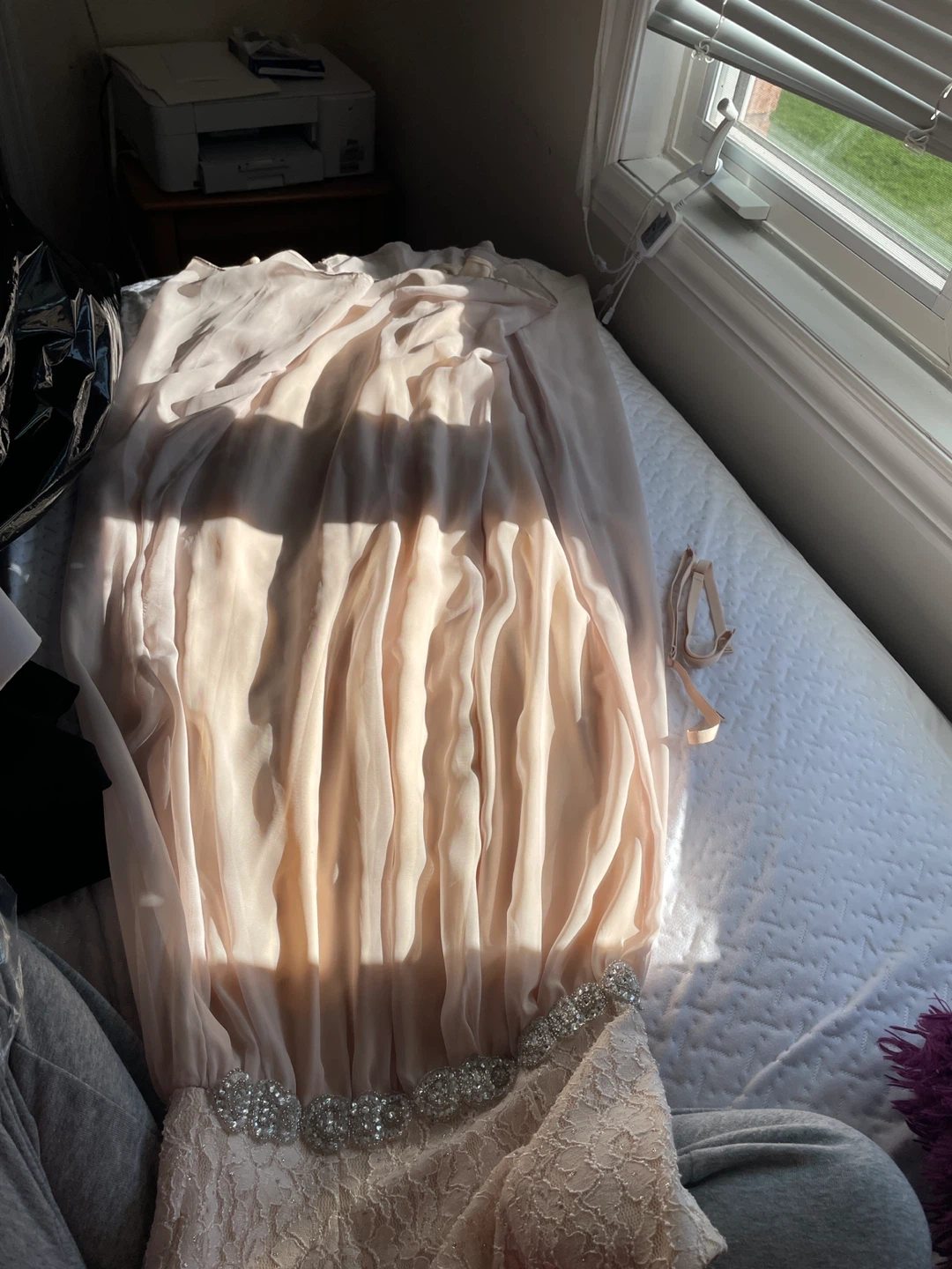 Light Pink Lace & Chiffon Strapless Dress - photo 3