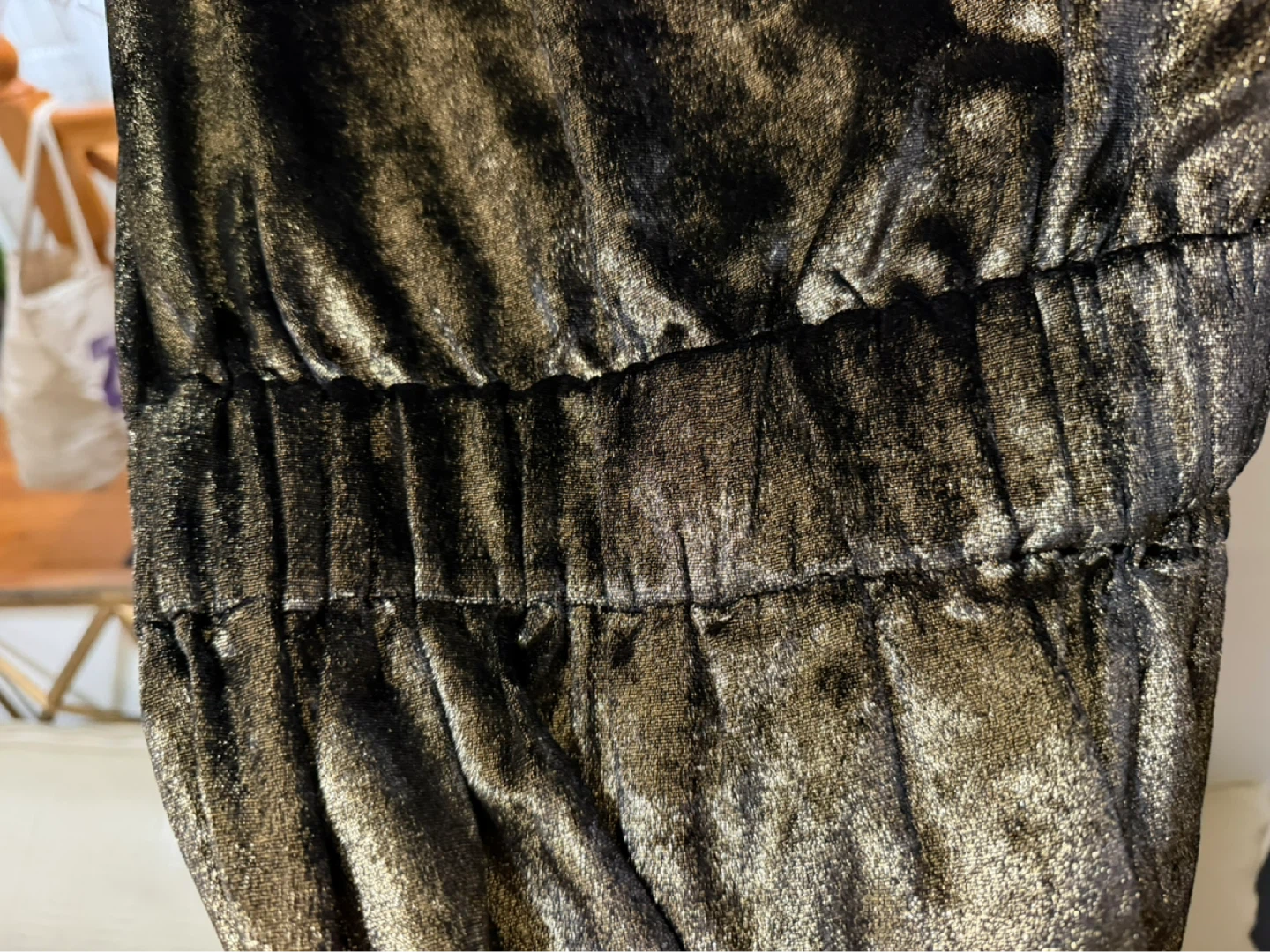 FRAME Gold Metallic V-Neck Long Sleeve Dress - photo 4