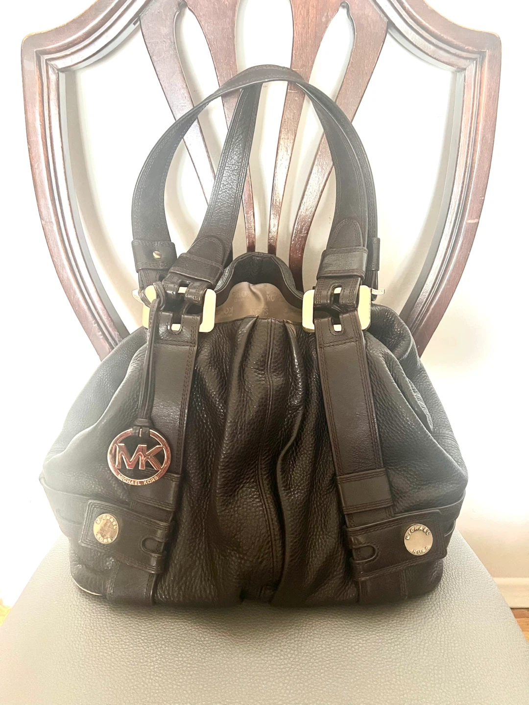 MICHAEL KORS - Brown Leather XL HARNESS HOBO HANDBAG