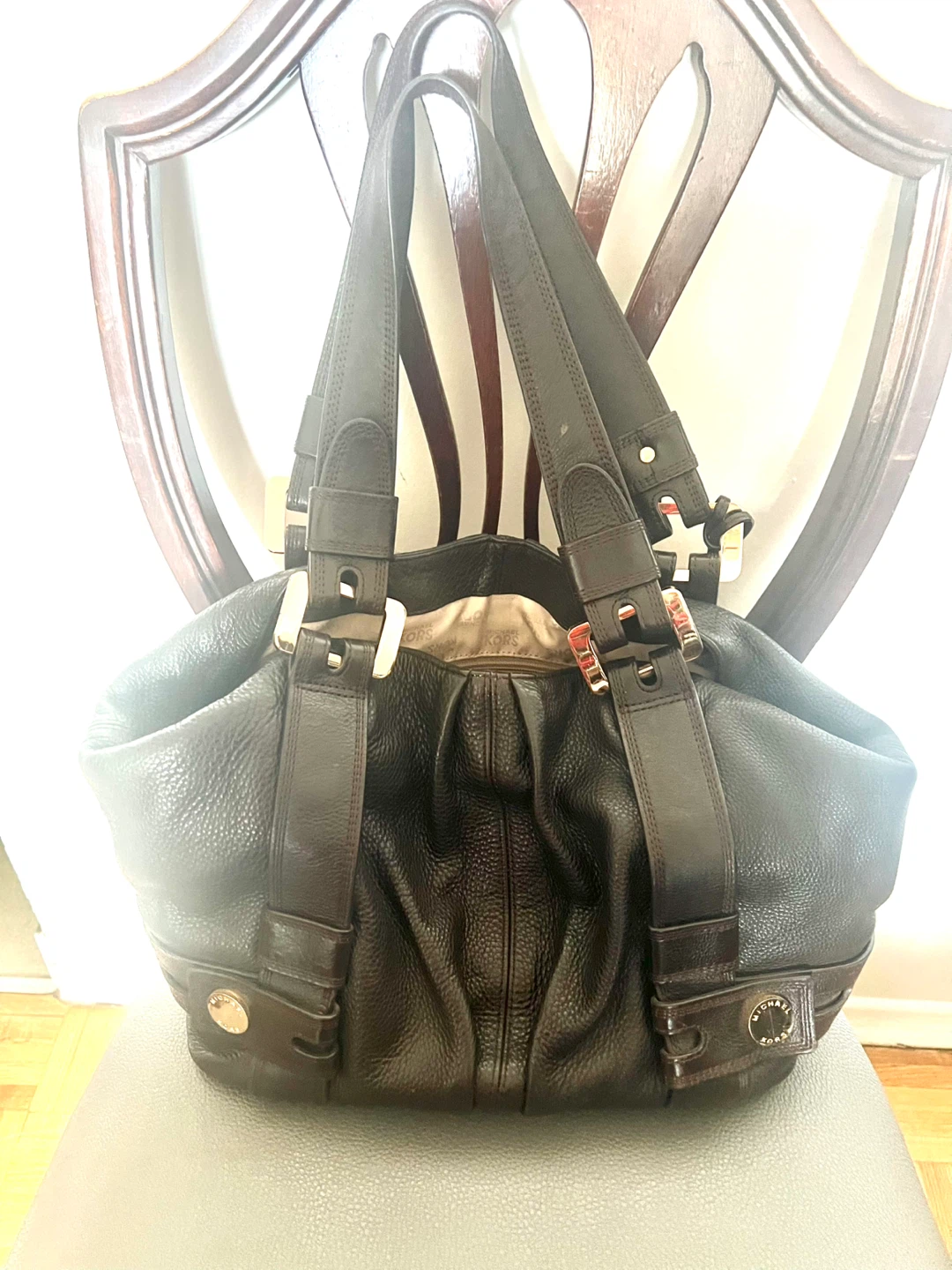 MICHAEL KORS - Brown Leather XL HARNESS HOBO HANDBAG - photo 4