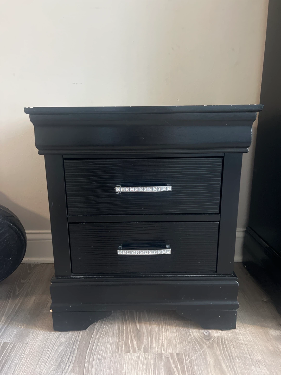 Black Two-Drawer Nightstand