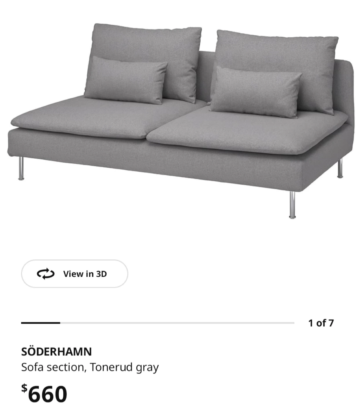 IKEA SÖDERHAMN Sofa section, Tonerud gray