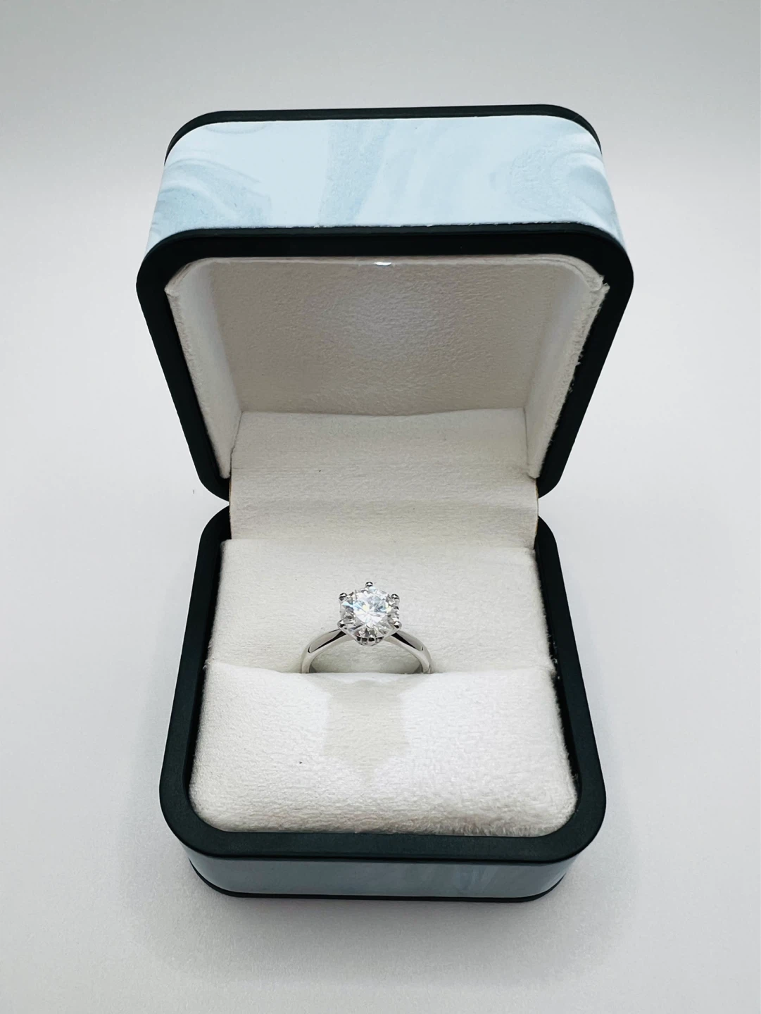 2-Carat Sterling Silver Moissanite Engagement Ring