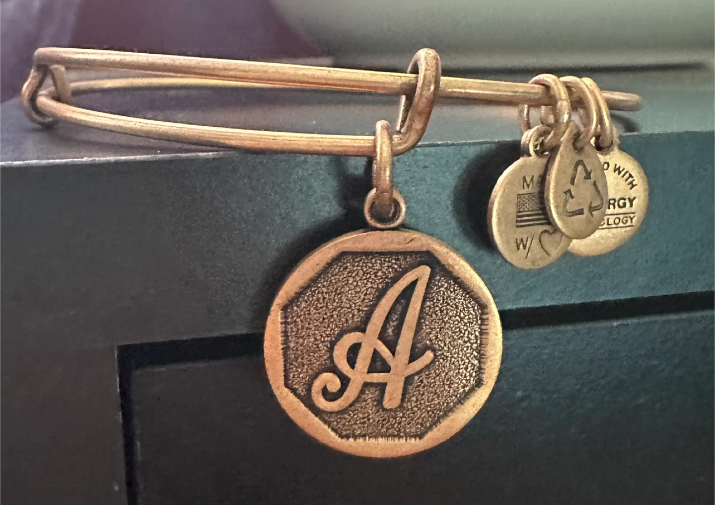 Alex and Ani "A" Initial Charm Bangle Bracelet🌱 - photo 3