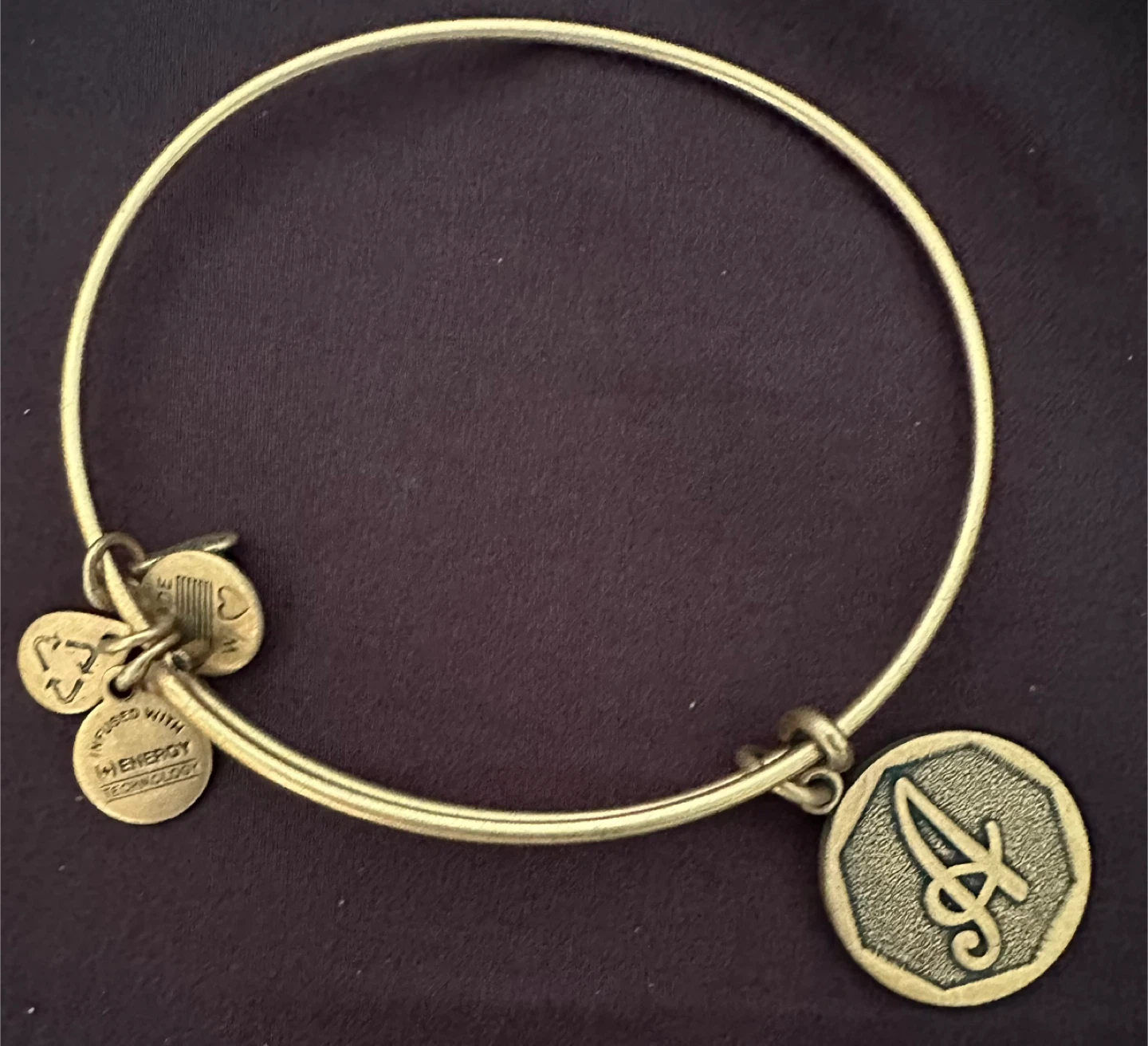 Alex and Ani "A" Initial Charm Bangle Bracelet🌱