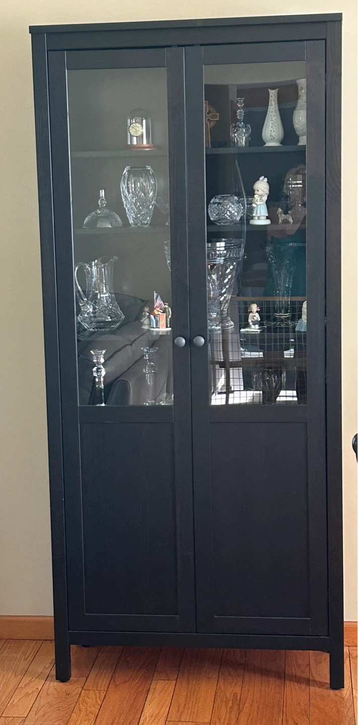 Dark Wood Display Cabinet with Glass Doors - photo 2