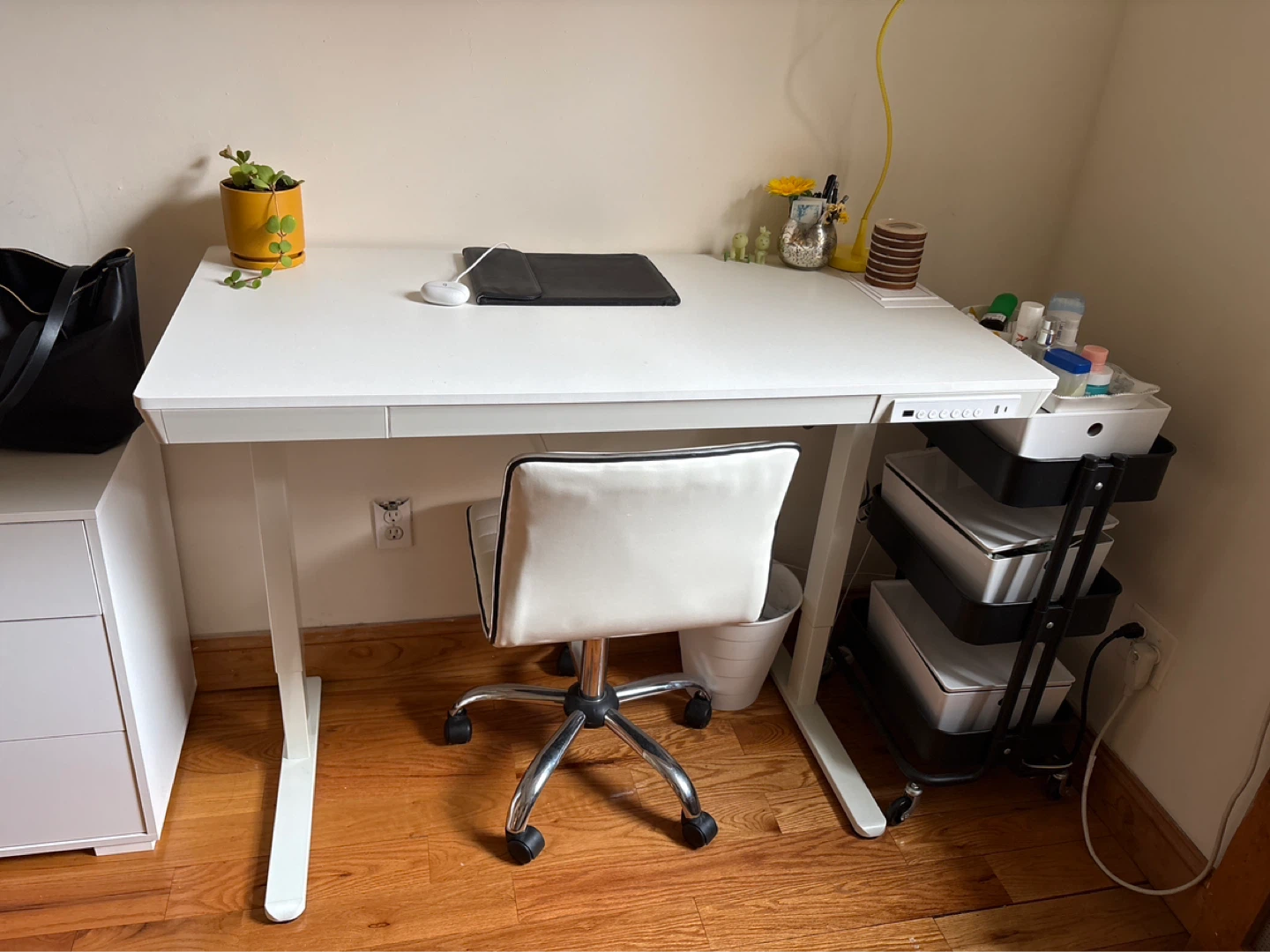 White Adjustable Standing Desk with Drawer - 48" x 24" - photo 2
