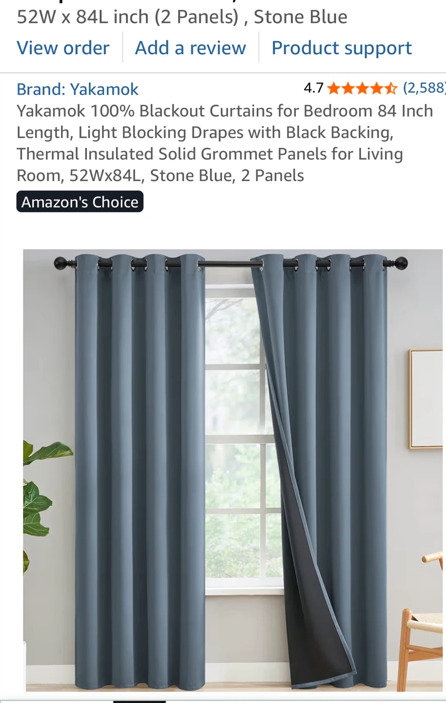 Curtains (Yakamok 100% Blackout curtains(2 Panels)