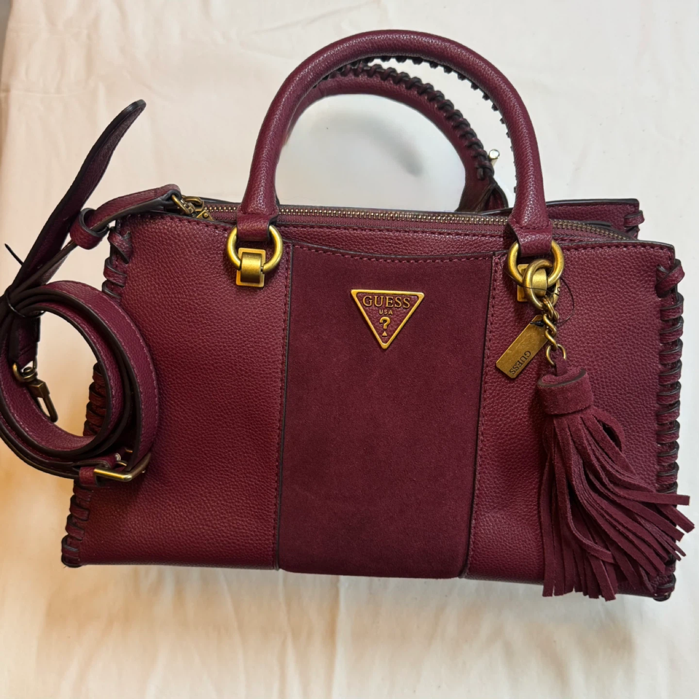 Guess - Burgundy Kaoma Leather Satchel
