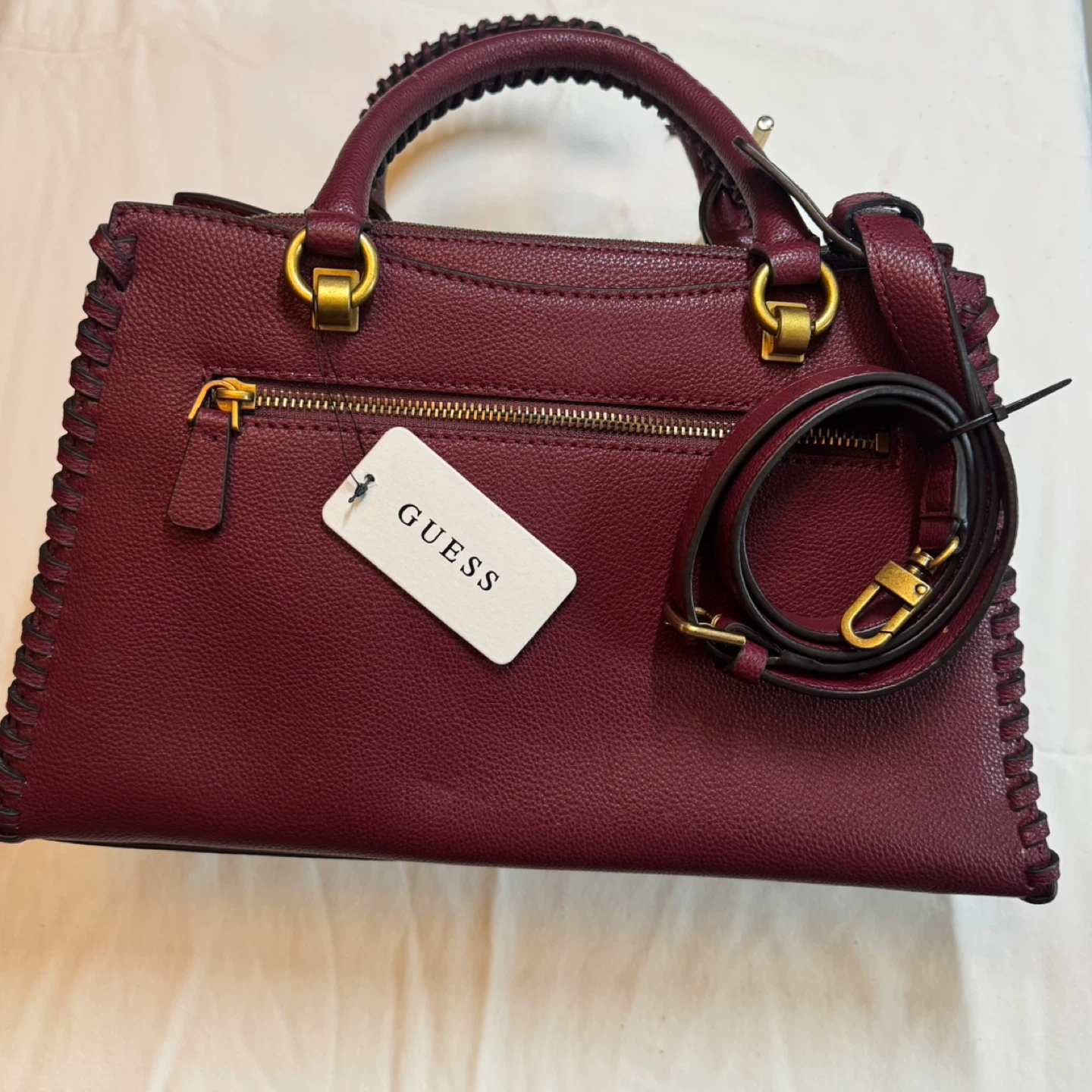 Guess - Burgundy Kaoma Leather Satchel - photo 2