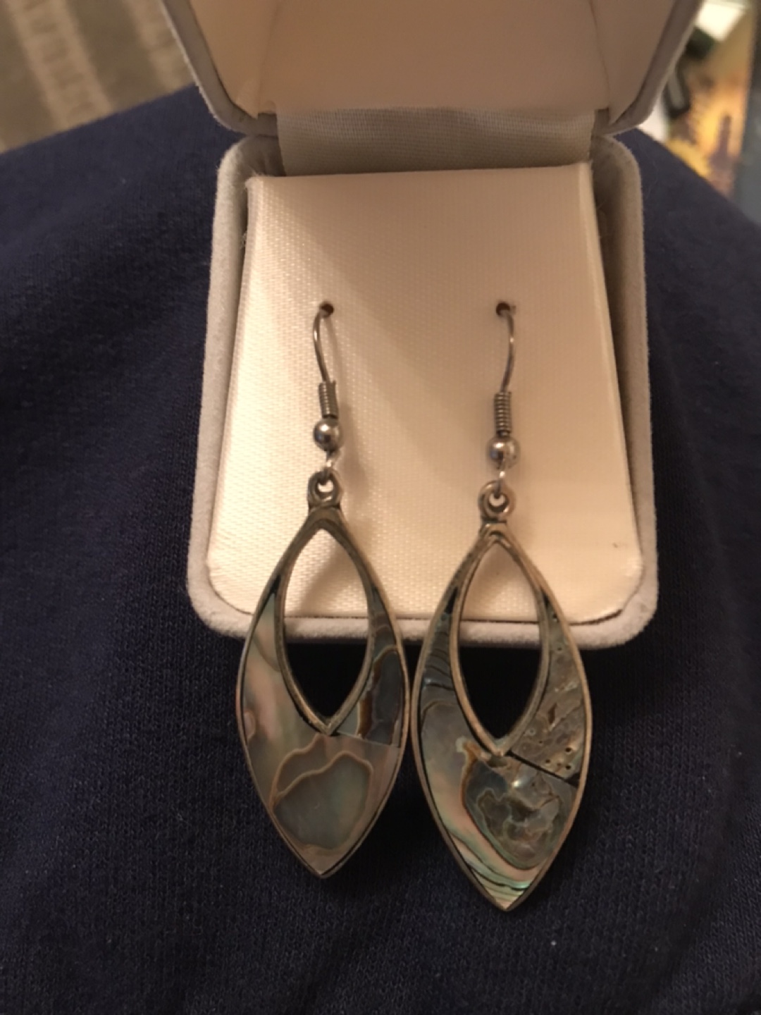 Sterling silver Oval Abalone Shell  earrings
