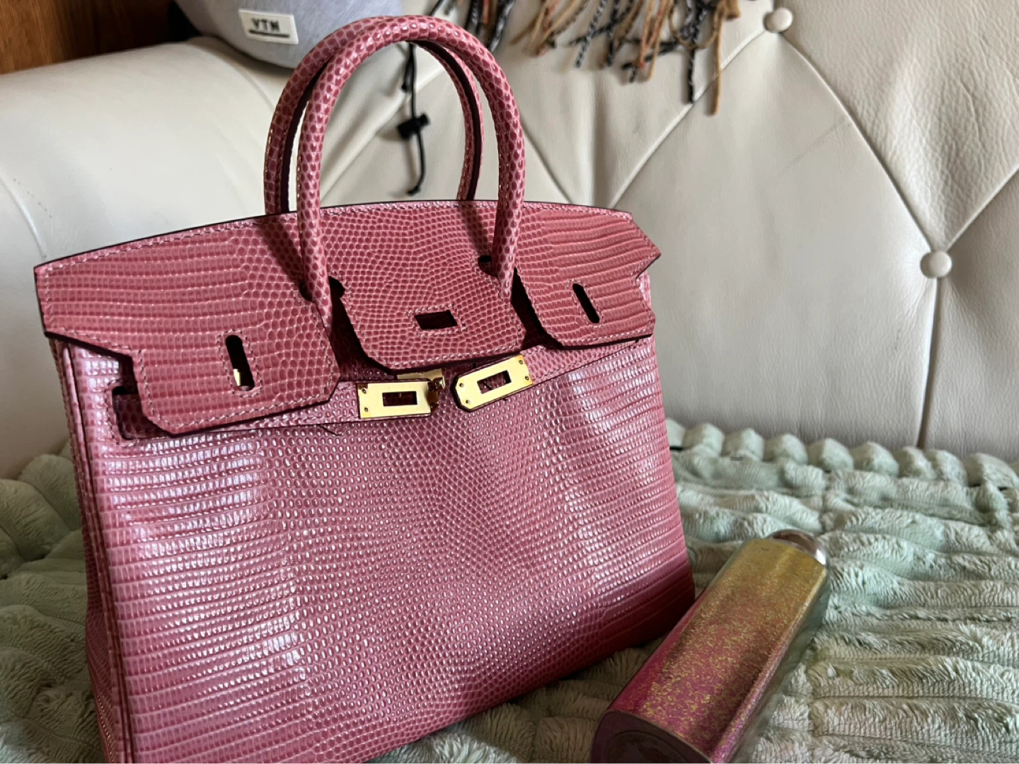 Pink Lizard Skin Handbag - photo 4