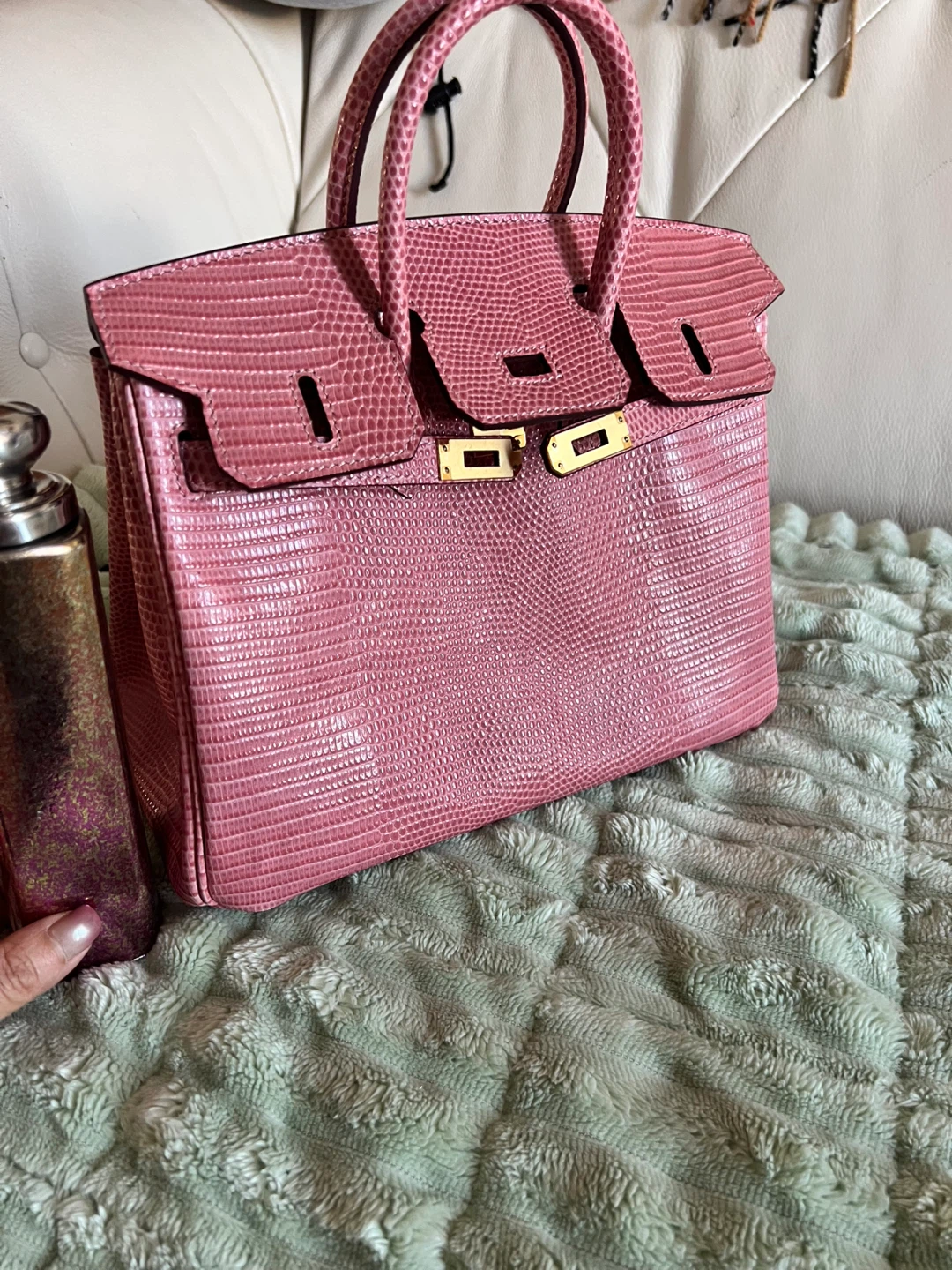 Pink Lizard Skin Handbag - photo 3
