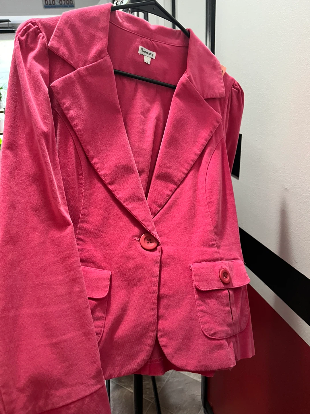 Wednesday Pink Velour Blazer Jacket Size S - photo 3