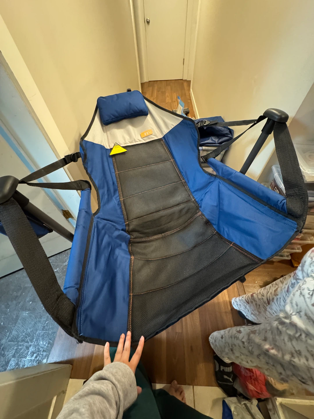 Portable Blue Camping Chair with Headrest - photo 2
