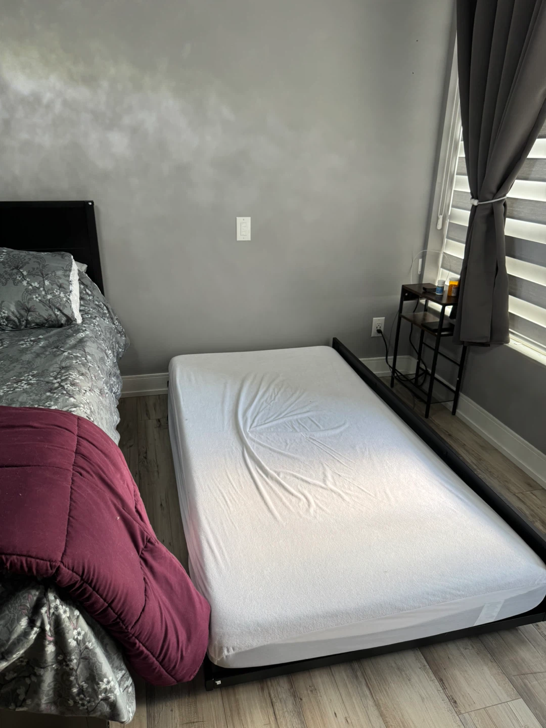 Black Metal Bed Frame with storage Drawer - photo 2