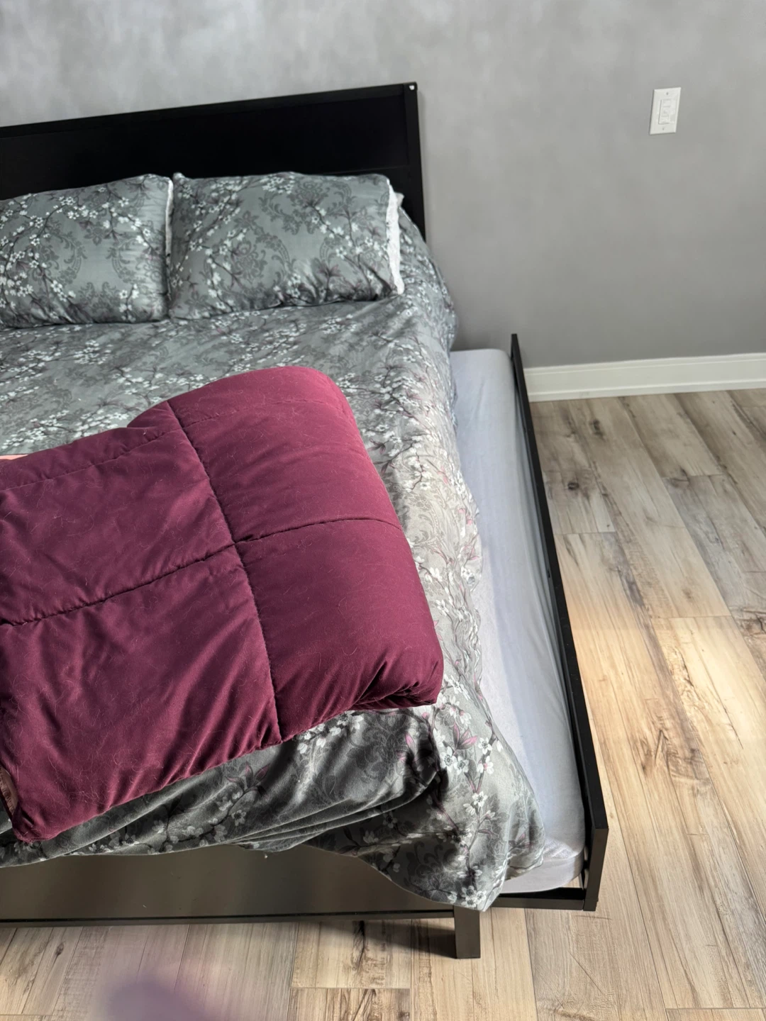 Black Metal Bed Frame with storage Drawer - photo 3