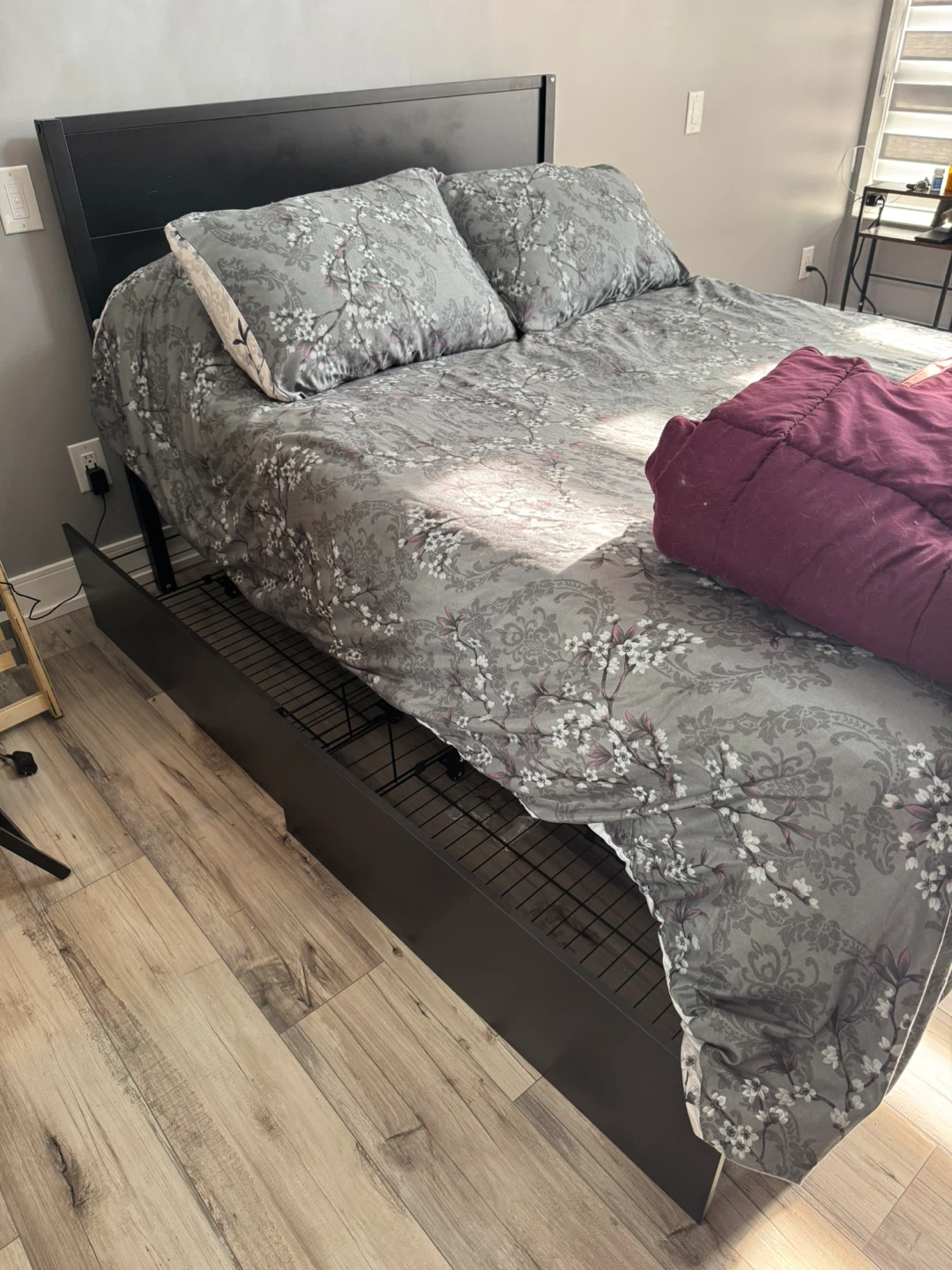 Black Metal Bed Frame with storage Drawer - photo 5
