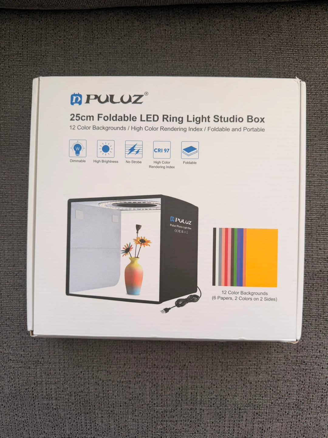 25cm Foldable LED Ring Light Studio Box – New (never used)