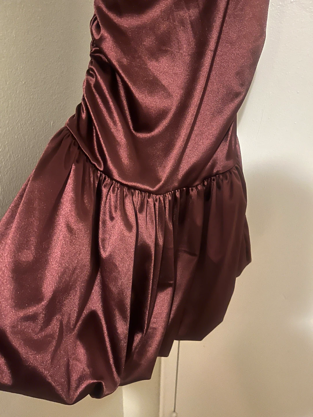 Forever 21 Maroon Satin Ruched Dress - photo 3