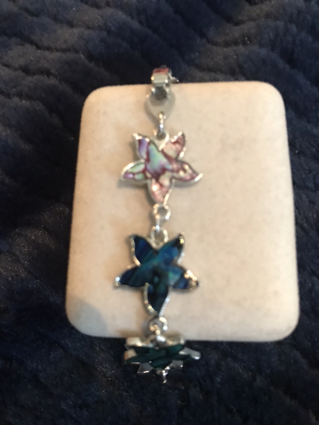 Abalone Sterling Silver Starfish Charm Bracelet