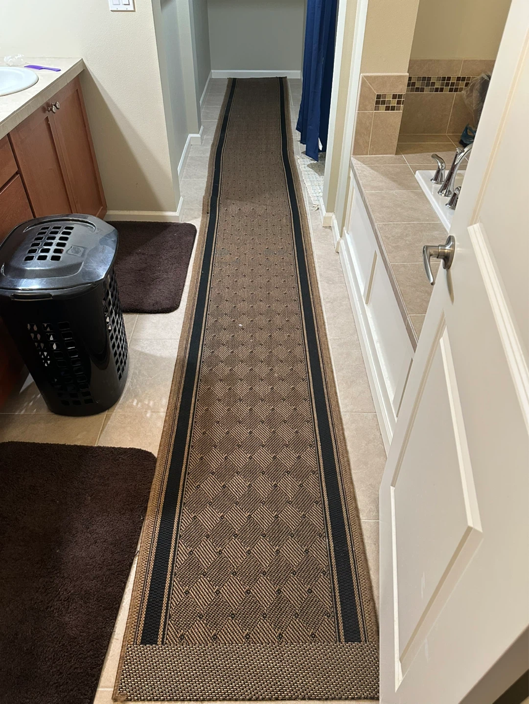 Brown Striped Runner Rug