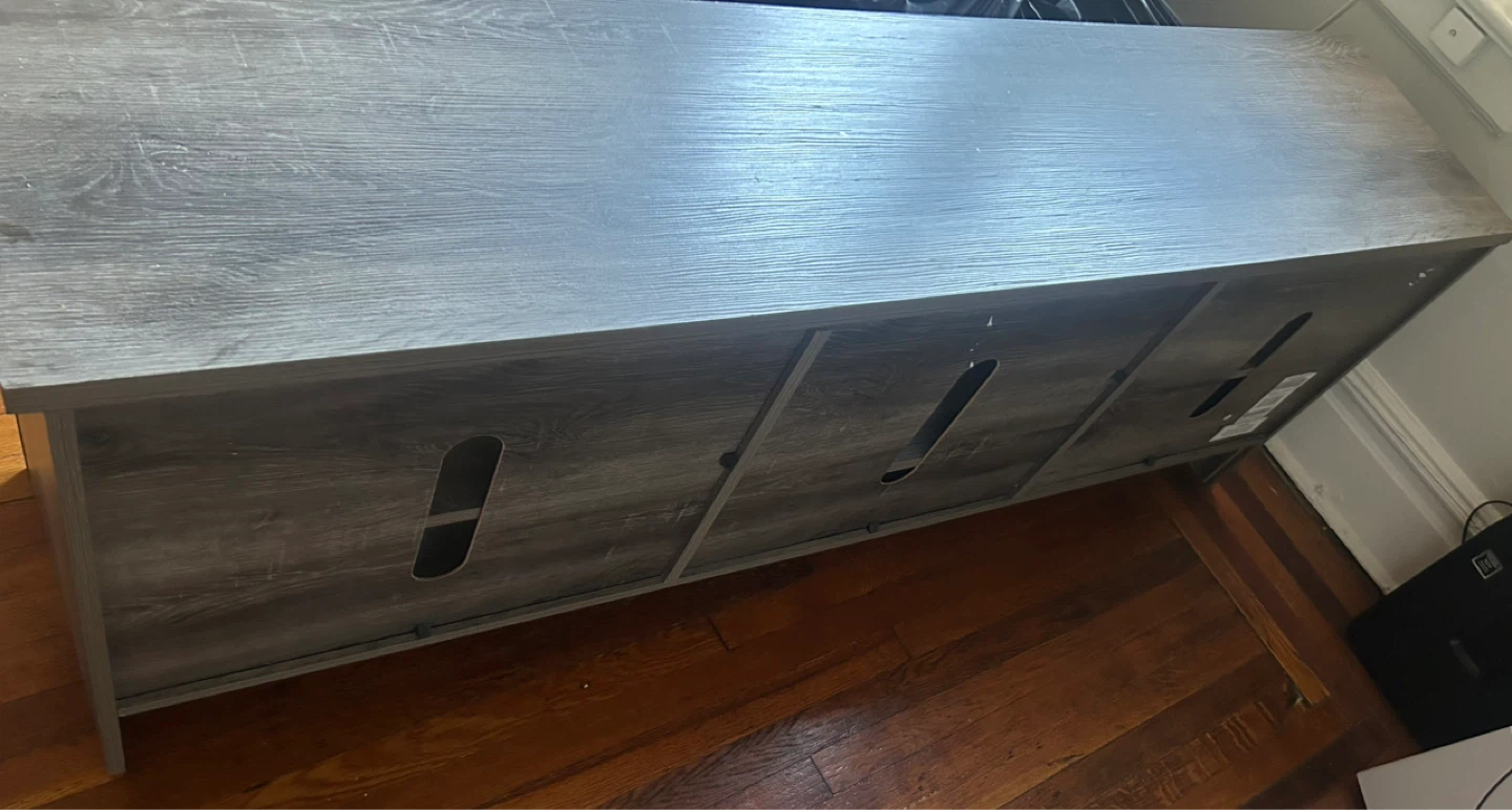 Gray Wood TV Stand Media Console - photo 2