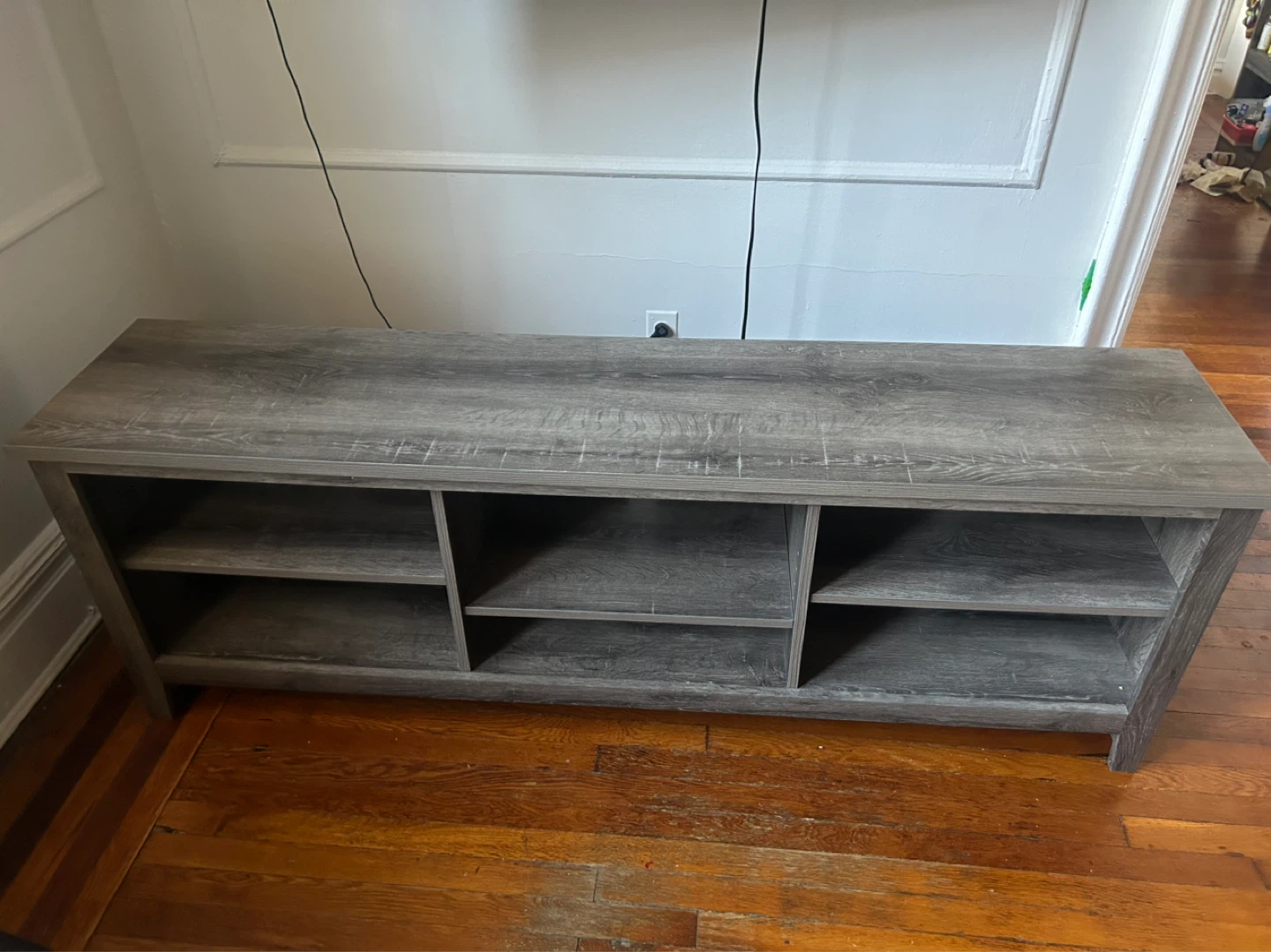 Gray Wood TV Stand Media Console