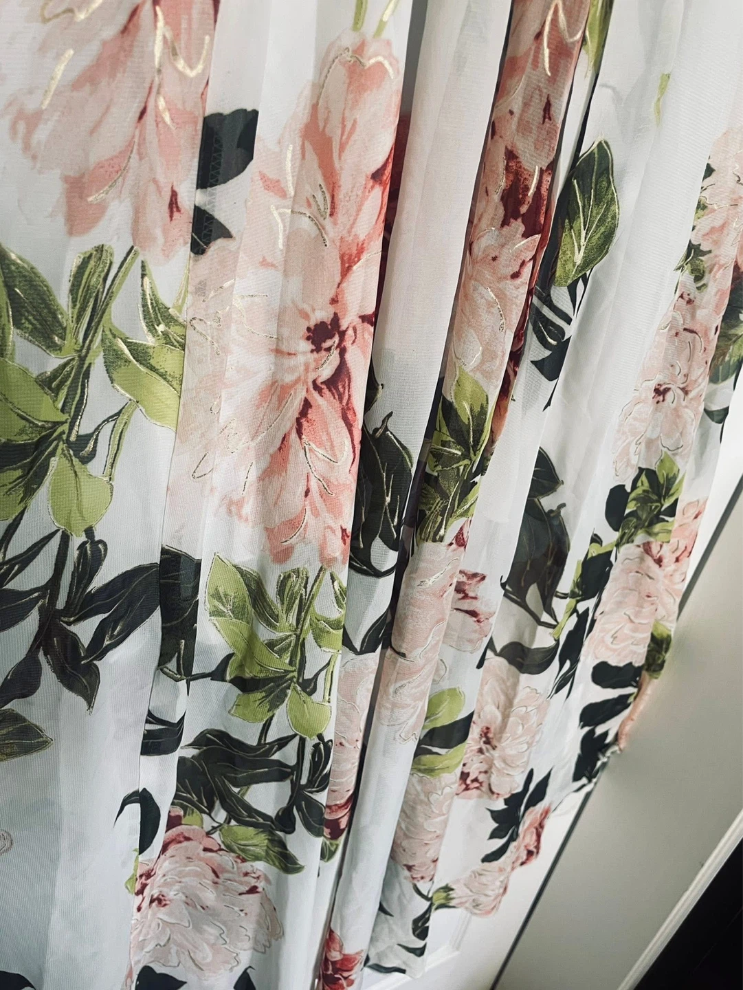 Sheer Floral Maxi Dress with Gold Accents - photo 3