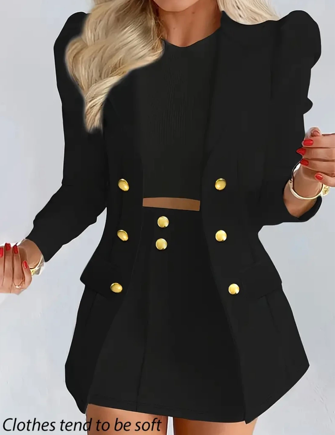 New Black Blazer and Skirt Set