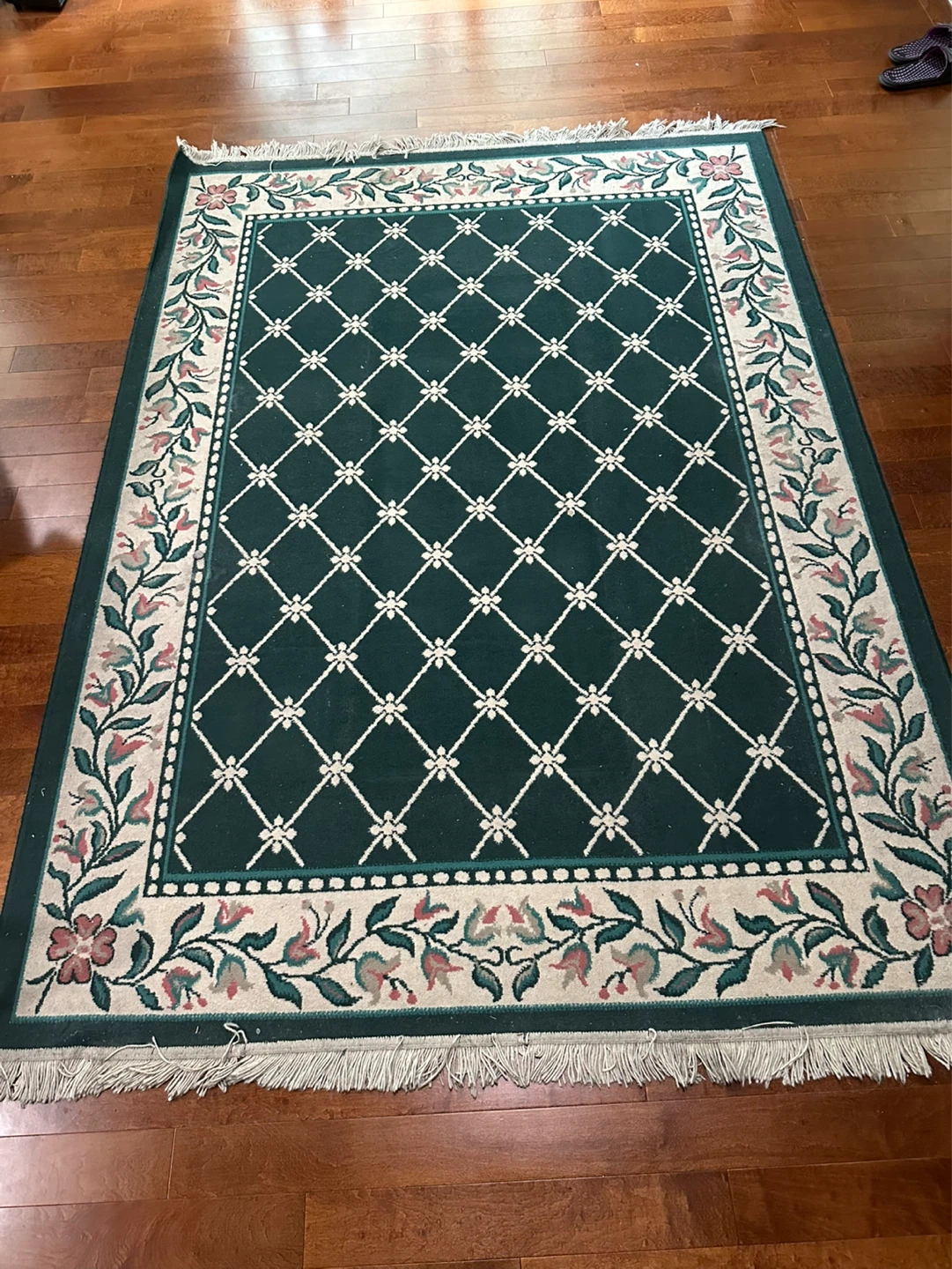 Green Floral Area Rug
