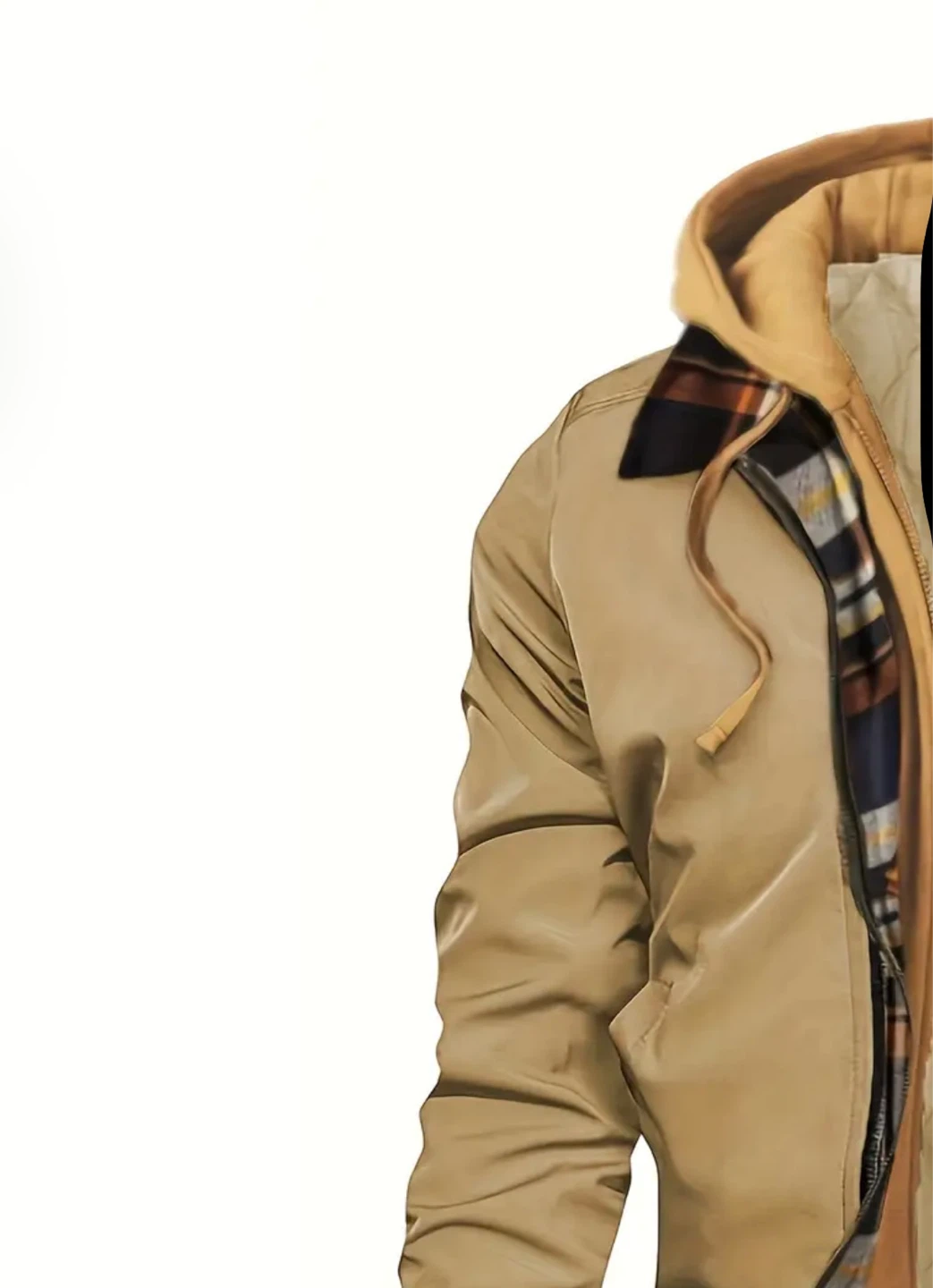 New Men's Tan Bomber Jacket with Hood - photo 4