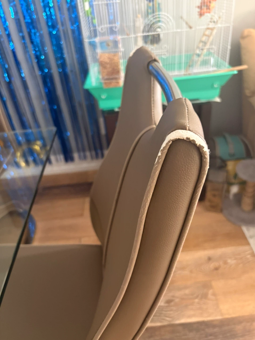 Glass Dining Table with Faux Leather Chairs - photo 4